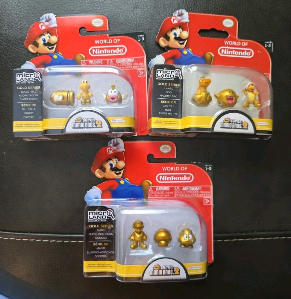 World of Nintendo Micro Land Gold Series 1-3 Super Mario Bros Chase Minifigures