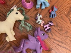 VINTAGE MY LITTLE PONY FIGURE LOT VARIOUS PONIES SOME WITH BRAIDED HAIR