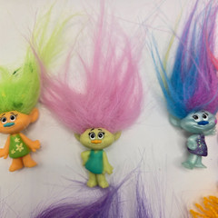 Trolls mini figures hard plastic Dreamworks DWA Lot Of 7 PVC Cake Toppers Toys
