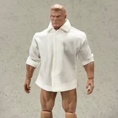 SU-RG-RSHT-WH-L: 1/12 White Dress Shirt w/ roll-up sleeve for 6″ Muscular body