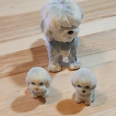 Vintage 2009 Toy Puppy In My Pocket Flocked Sheepdog Family of 3 Dogs