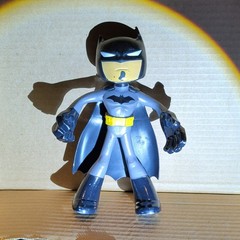 Batman Plastic/Rubber Action Figure Gray Black Suit Yellow Belt with Cape Flex.
