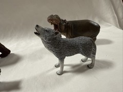 Schleich Animal Figures Lot Of 4 Bear Wolf Hippo Raccoon