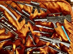 Large Lot 12-in 1/6 scale GI Joe Military Guns Rifles Knives Goggles Belts etc.