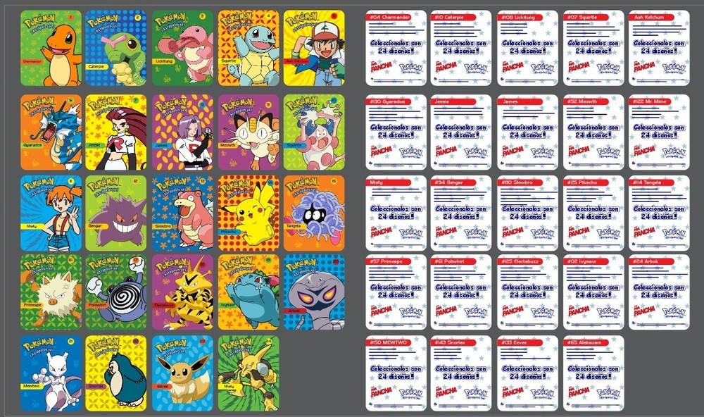POKEMON ÑAPANCHA FULL SET 24/24 PERU South America Pogs NINTENDO GENGAR PIKACHU