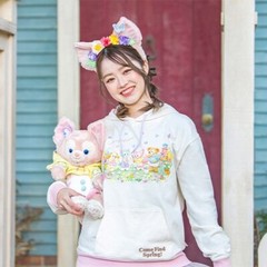Tokyo Disney Sea Duffy and Friends Come Find Spring hoodie white pink Size M