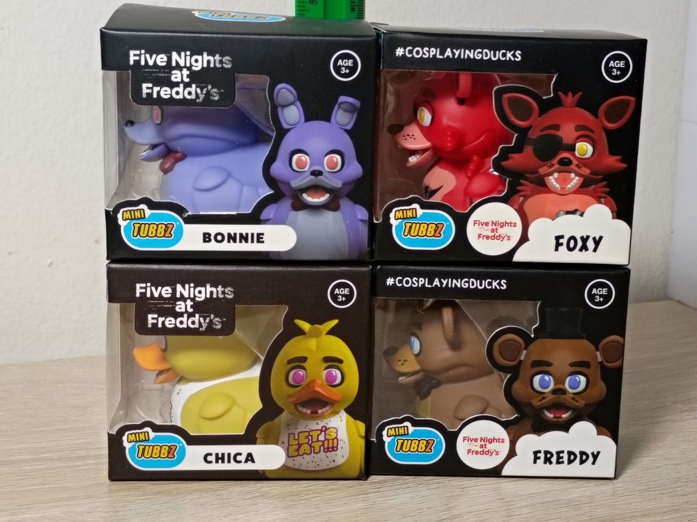 4-PK FIVE NIGHTS AT FREDDY’S 2″ Tubbz Mini Duck Bonnie Chica Foxy Horror Game