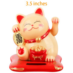 Solar Powered Maneki Neko – Waving Fortune Cat 7cm/2.75in Lucky Decor