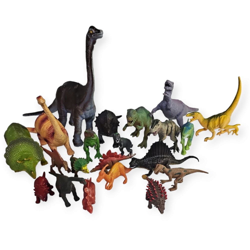 Dinosaur Toy Lot of 21 Mixed Age Size & Make Hard Plastic Prehistoric