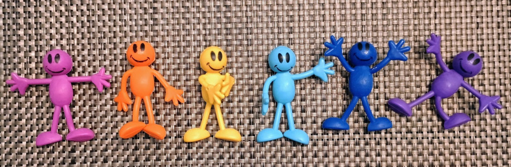 2.75″ Bendable Posable Smiley Face Man Figure Lot Multi Color Lot Of 7
