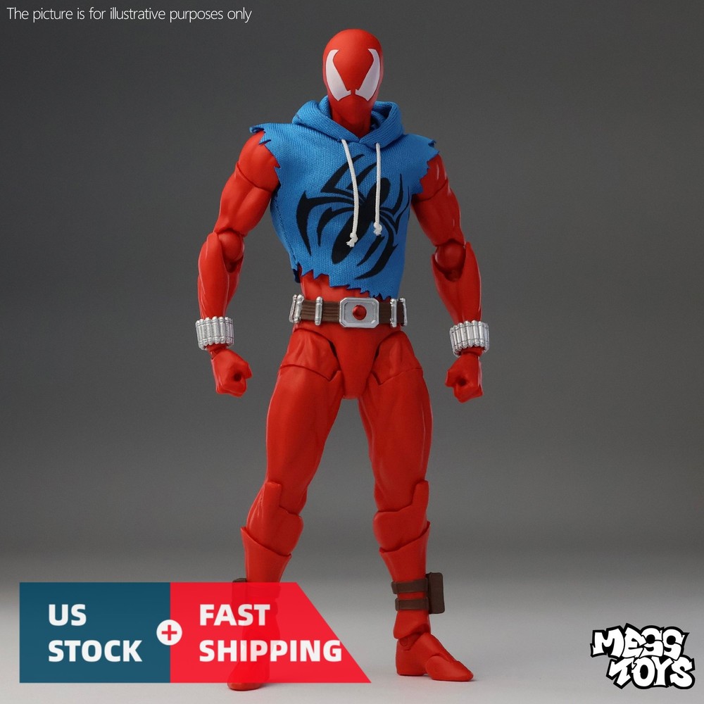 Mess Toys Spider-Man Scarlet Hero Blue Cloth Battle Suit Action Figure US STOCK