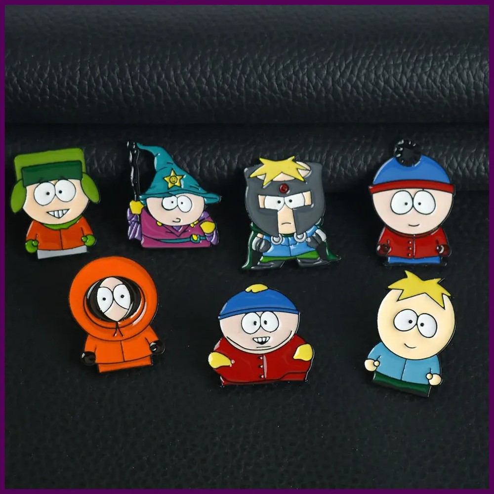 7Pcs/Set Cartoon TV Movie Cartman Figure Badges – Cute Lapel Pins for Backpacks