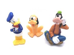 Disney Lot of 3 Rubber Toy Figures Donald Duck Goofy Pluto Bath Toys see photos
