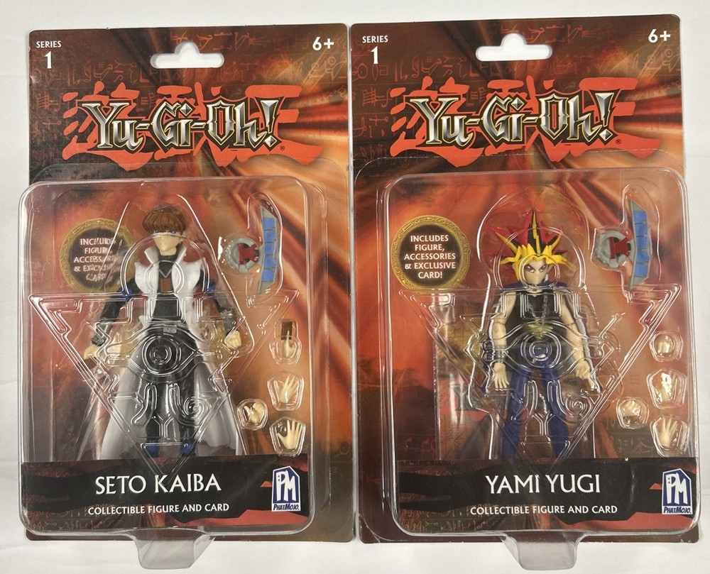 Lot of 2 Yu-Gi-Oh! Action Figures Yami Yugi/ Seto Kaiba CIB W/ Exclusive Card