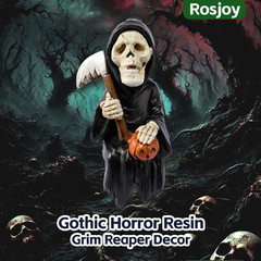Cute Grim Reaper Shelf Sitter,Miniature Grim Reaper Statue on Rocking Chair,Goth