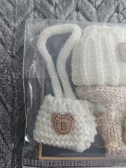 Clothes Set for Labubu Cream Beige Tan Sweater + Hat + Bag Outfit Plush SEALED