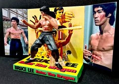 BRUCE LEE 🥋 ENTER THE DRAGON 🥋 Action Figure on Custom Design Display Diarama
