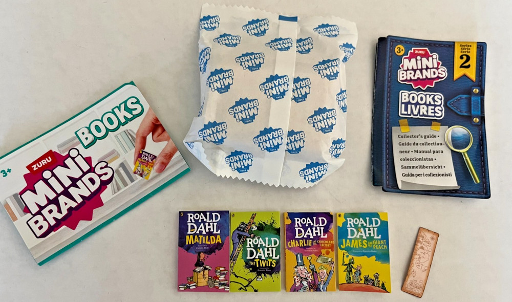 Roald Dahl Mini Brands Mini Books Lot Of 4 with Bookshelf and Bookmark