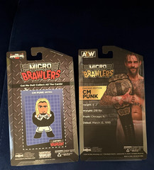 NEW Wrestling MICRO BRAWLERS CM PUNK Chicago AEW & RETRO INDY Set of 2 SOLD OUT!