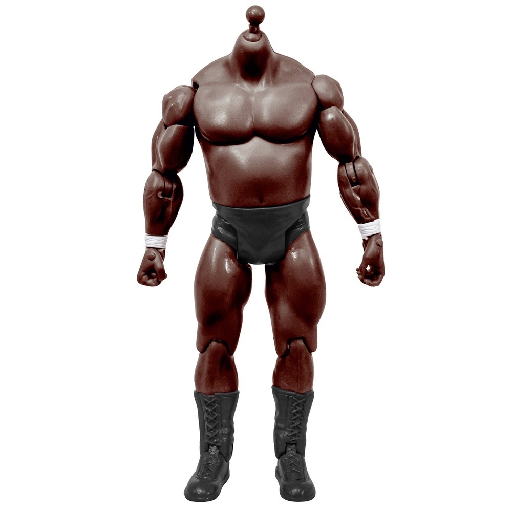 Generic 7 Inch Wrestling Action Figure With Bulky Black Body & Black Trunks