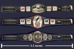 NWA Mattel ELITE Scale Lot of 4 Hand Mad Wrestling Figure Belts 5.5 inches LONG