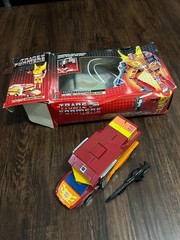Vintage G1 Rodimus Prime Transformers w/ Box, Trailer & Blaster (1986)
