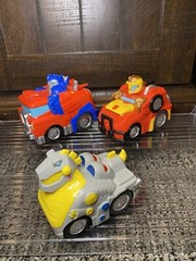 Transformers Rescue Bots Academy Pull Back Lot Of 3 Optimus Prime Heatwave WORKS