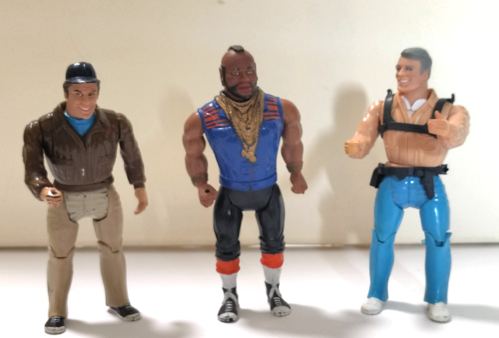 1983 Lot Of 3 The A-Team Murdoch, BJ (Mr. T) , Hannibal Smith 6 Inch Figures