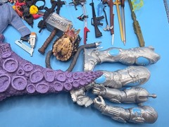 Marvel Legends DC & NECA Parts Acessories Lot Mr Freeze Guns Swords Hands Heads