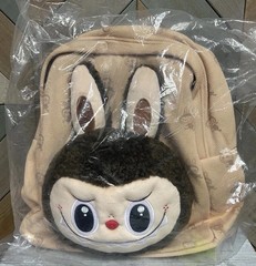 LABUBU Pop Mart PopLand Exclusive Backpack Bag Berber Fleece Brown/Tan NEW