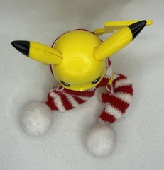 Pokemon Holiday Pikachu Figure 3″ Christmas Toy Red White Knit Scarf Jazwares