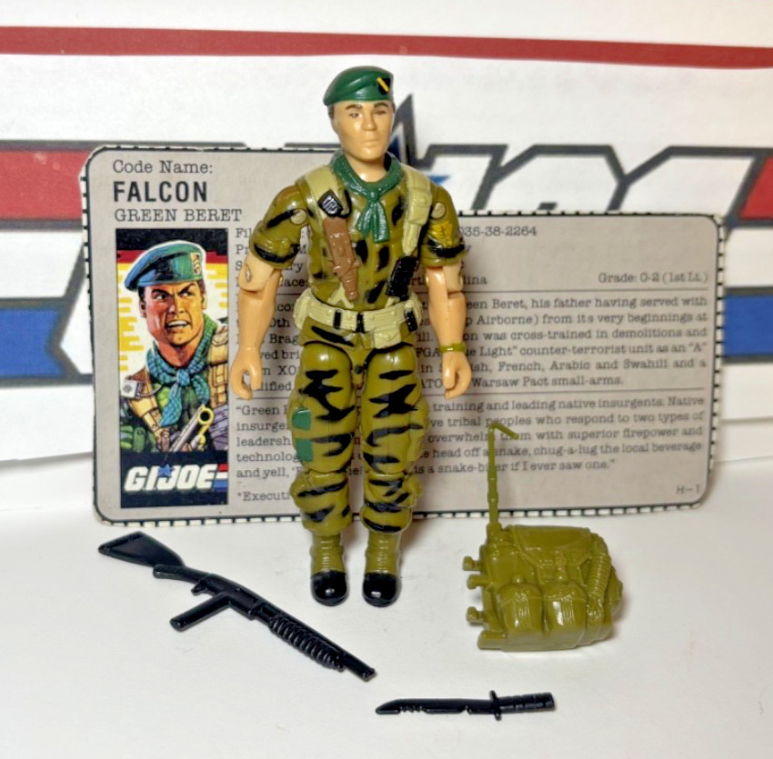 GI Joe Falcon 1987 v1 *100% COMPLETE w/File Card, Near Mint!* Vintage ARAH Nice!