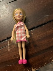 Mattel Barbie Family And Friends Club Chelsea Blonde Pink And White Dress 5.5”