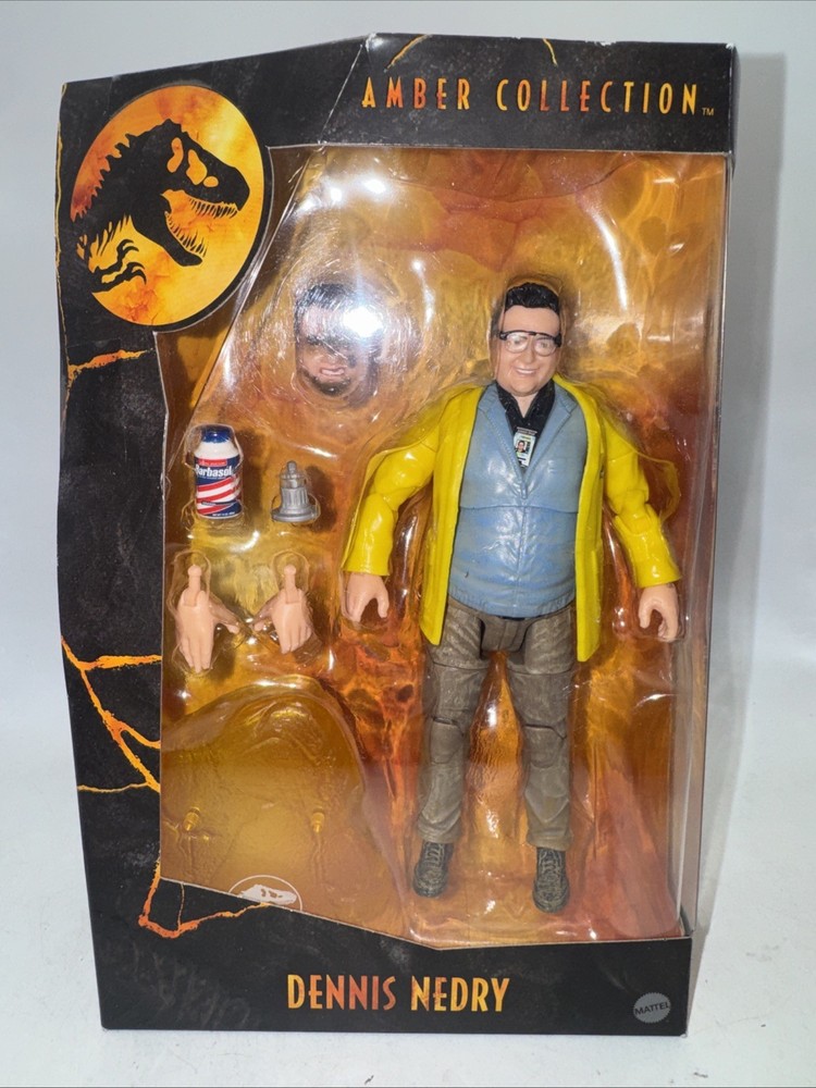Mattel Jurassic Park Amber Collection Dennis Nedry GPG92 New Rare Sealed Newman