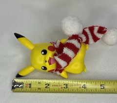 Pokemon Holiday Pikachu Figure 3″ Christmas Toy Red White Knit Scarf Jazwares