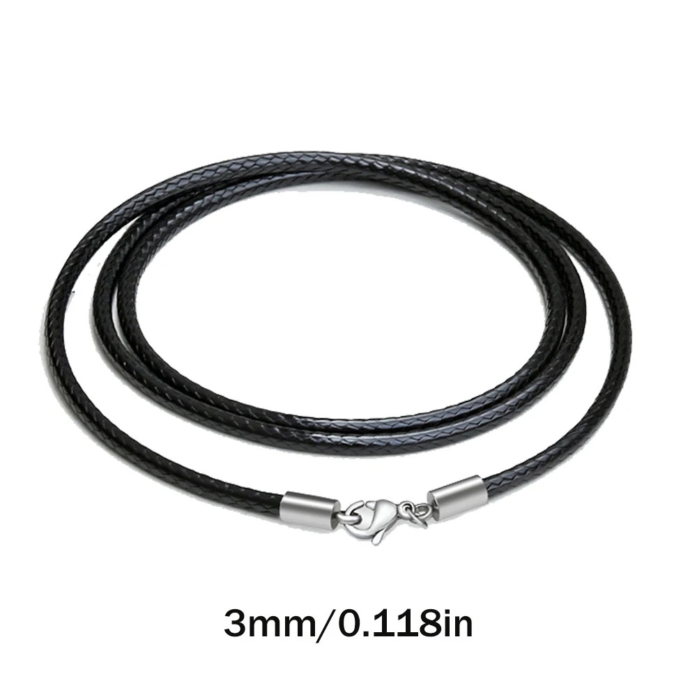 40-65cm Waterproof Braided Leather Necklace Cord Waxed Rope Lobster Clasp