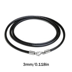 40-65cm Waterproof Braided Leather Necklace Cord Waxed Rope Lobster Clasp