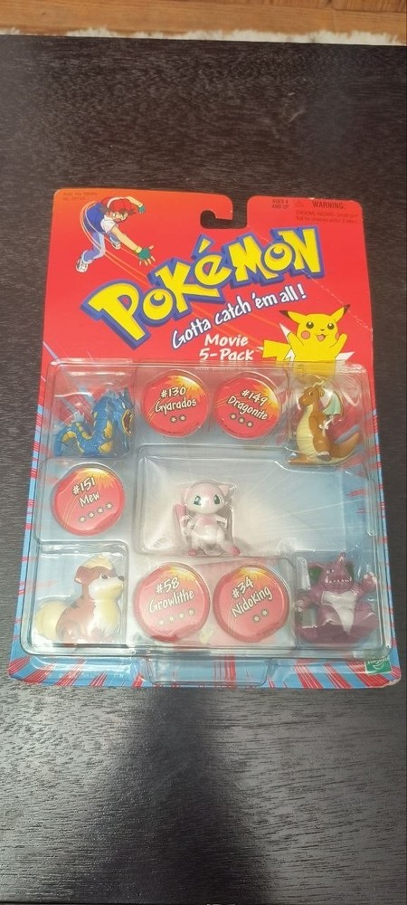 1999 Pokemon 5-pack with Gyarados Dragonite Mew Growlithe & Nidoking Hasbro
