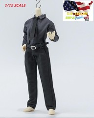 1/12 scale dark gray shirt suit w/ tie For 6” Figure BJD Mezco Marvel SHF ❶USA❶