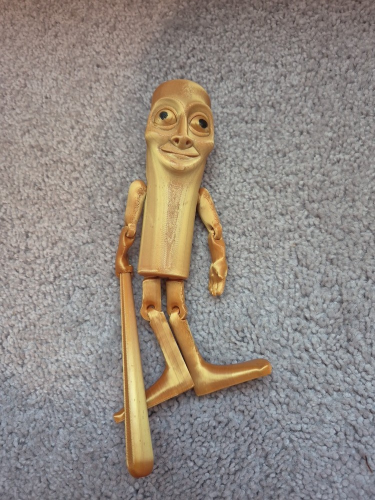 Articulated Tung Tung Tung Sahur – Brain Rot Fidget Toy Gold theme 7.5 inch tall