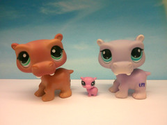 LITTLEST PET SHOP #986 1415 MOM DAD HIPPO & RARE TEENSIE BABY HIPPO FAMILY LOT