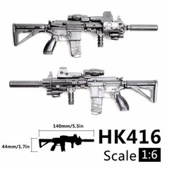 1/6 HK416 M416 Weapon For 12″ Action Figure Assault Rifle PUBG Guns Model