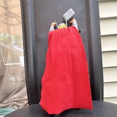 Marvel Thor Action Figure with Hammer & Red Cape, Plastic/Fabric, Black/Red