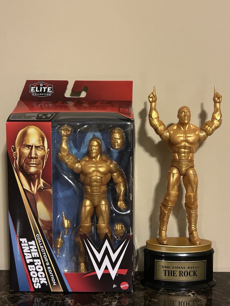 WWE Mattel Elite Collectors Edition The Rock Final Boss Gold…Sealed and Loose