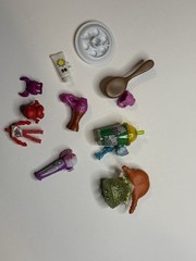 Mixed Mini Toy Figures & Doll Accessories 13 Piece Lot Used