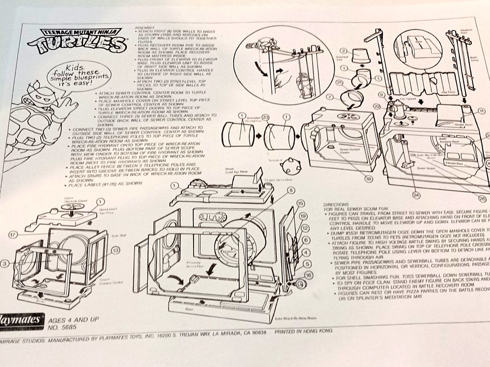 1989 TMNT Blueprint/Instructions Sewer System Lair-Detailed & Sharp-Copy