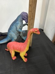 Lot (4) Vintage 80s & 90s Imperial Dinosaur Toy Vibrant Colors Apatosaurus