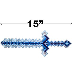 Minecraft Sounds & LED Light Up Pixel 8-Bit Toy Sword for Kids, Blue, 15 Inches