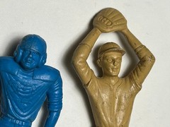 Vintage Marx Plastic Baseball Football Action Figures 60’s Lot of 2