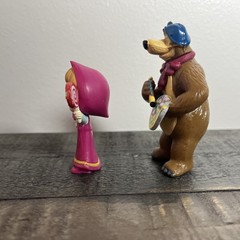 2.25-2.75in Masha And The Bear Cake Topper Figurines PVC Lot Of 2 Toys